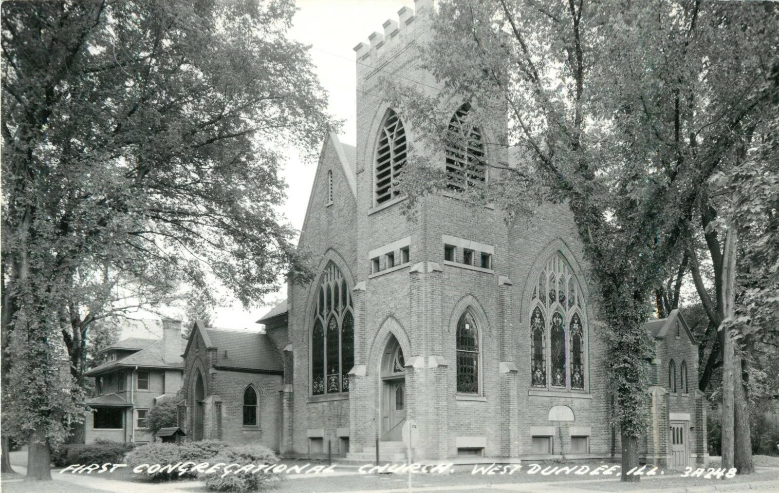 First Congregational Church, West Dundee, Illinois — exterior photograph postcard