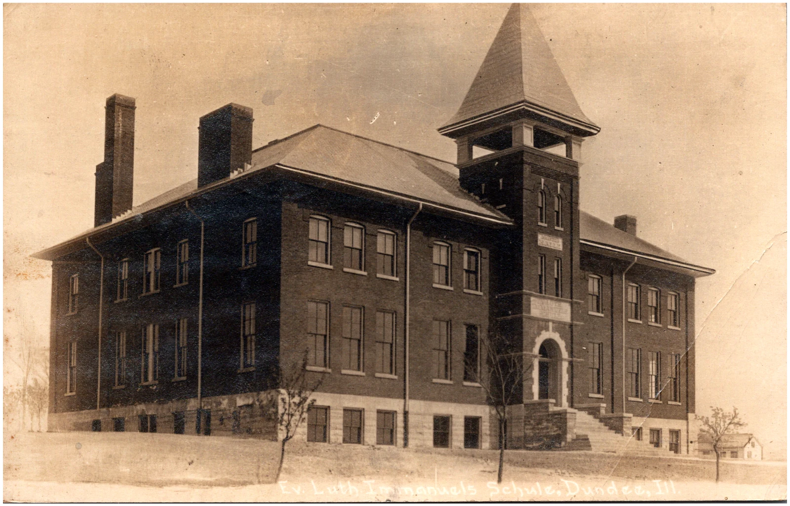 Ev. Luth. Immanuels Schule, Dundee, Ill. — the parochial school building, postcard