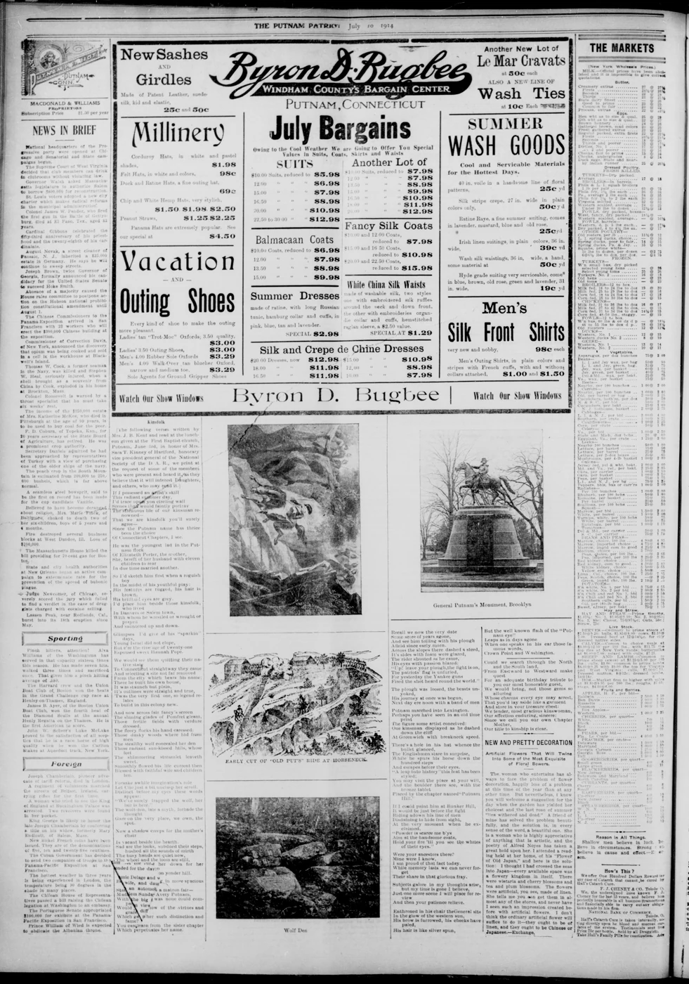 Scanned newspaper page from Image 2 of Putnam patriot (Putnam, Conn.), July 10, 1914, 1914-07-10 (Library of Congress, Chronicling America)