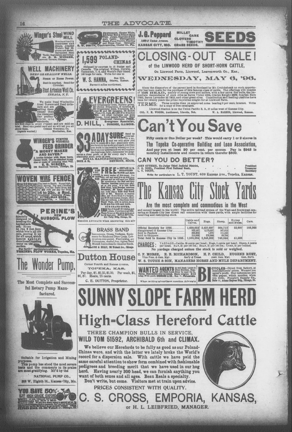 Scanned newspaper page from Image 16 of The advocate (Topeka, Kan.), April 22, 1896, 1896-04-22 (Library of Congress, Chronicling America)