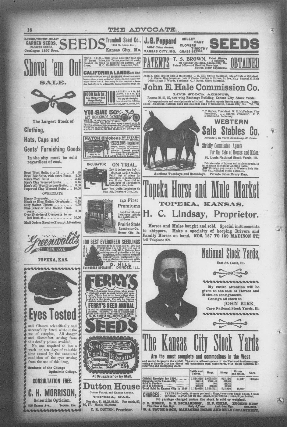 Scanned newspaper page from Image 16 of The advocate (Topeka, Kan.), February 17, 1897, 1897-02-17 (Library of Congress, Chronicling America)