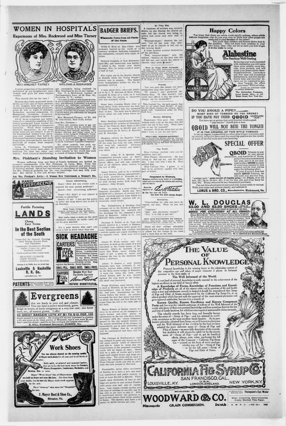 Scanned newspaper page from Image 5 of Ladysmith news (Ladysmith, Wis.), March 23, 1907, 1907-03-23 (Library of Congress, Chronicling America)
