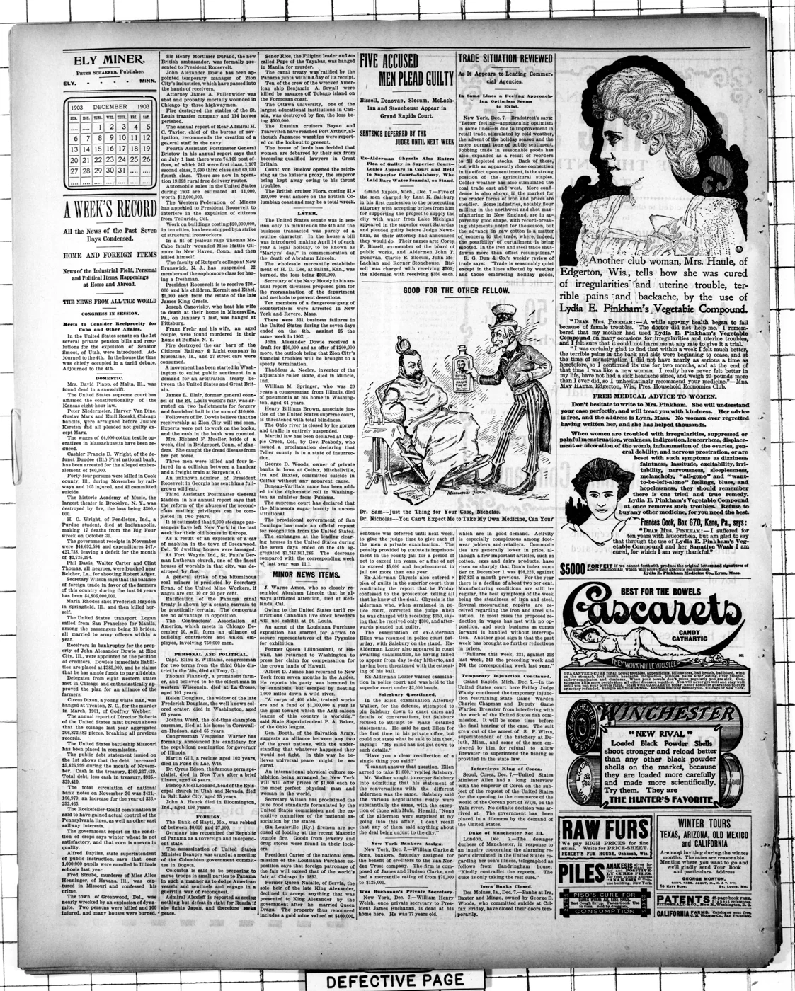 Scanned newspaper page from Image 10 of The Ely miner (Ely, Minn.), December 11, 1903, 1903-12-11 (Library of Congress, Chronicling America)